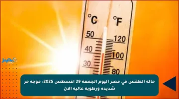 حالة الطقس في مصر اليوم الجمعة 29 أغسطس 2025: موجة حر شديدة ورطوبة عالية الآن